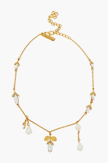 OSCAR DE LA RENTA Gold-tone, faux pearl and crystal necklace