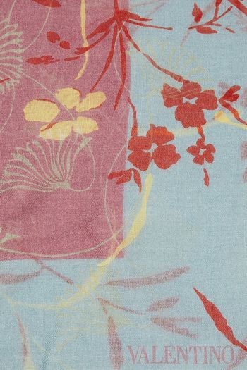 VALENTINO Floral-print cashmere, silk and wool-blend scarf