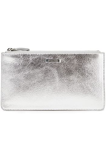 SERGIO ROSSI Pochette aus strukturiertem Metallic-Leder