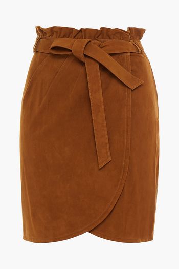 BA&SH Tie-front suede mini wrap skirt