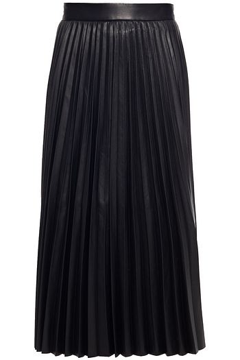 REDVALENTINO Pleated leather midi skirt