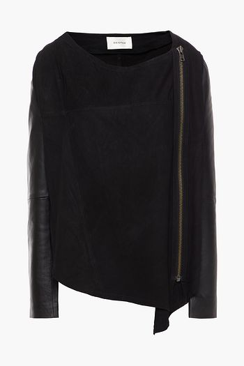 GESTUZ Stretch-suede and leather biker jacket