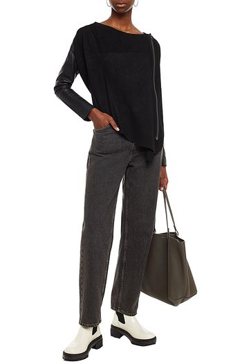 GESTUZ Stretch-suede and leather biker jacket
