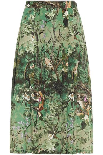 ALBERTA FERRETTI Pleated printed silk crepe de chine midi skirt