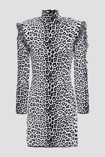 DUNDAS Frayed wool and cashmere-blend jacquard mini dress