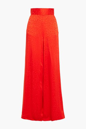 DUNDAS Leopard-print satin-jacquard wide-leg pants