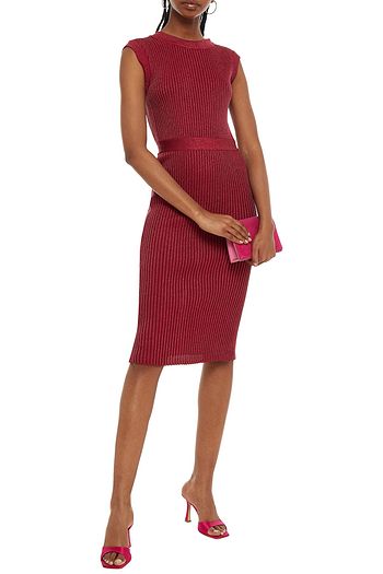 HERVÉ LÉGER Metallic ribbed-knit dress
