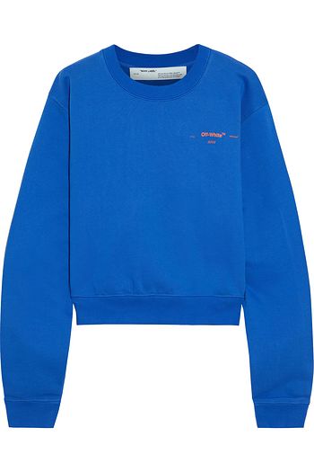 OFF-WHITE™ Cropped embellished printed French cotton-terry sweatshirt