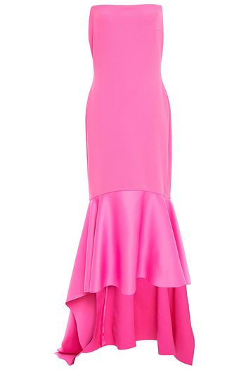 SOLACE LONDON Kerama strapless fluted satin-paneled crepe gown