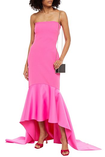 SOLACE LONDON Kerama strapless fluted satin-paneled crepe gown