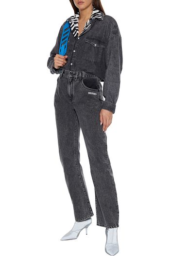 OFF-WHITE™ Printed high-rise straight-leg jeans