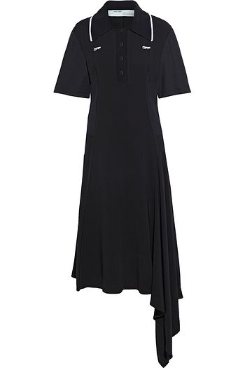 OFF-WHITE™ Asymmetric ribbed knit-paneled stretch-crepe midi dress