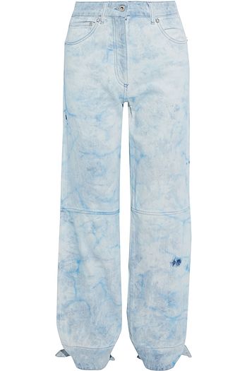 OFF-WHITE™ Tie-detailed bleached high-rise straight-leg jeans