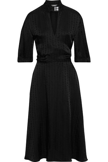 OFF-WHITE™ Wrap-effect cutout satin-jacquard midi dress