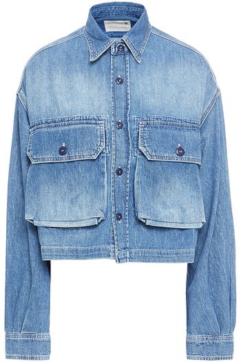 R13 Courtney cropped faded denim jacket