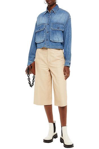 R13 Courtney cropped faded denim jacket