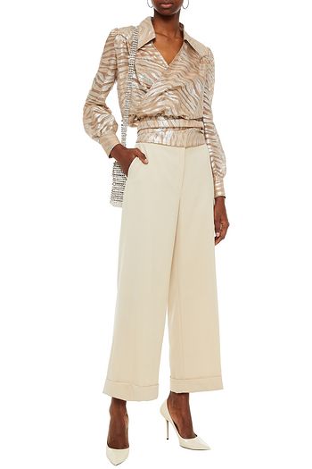 DUNDAS Wrap-effect metallic fil coupé silk-blend chiffon blouse
