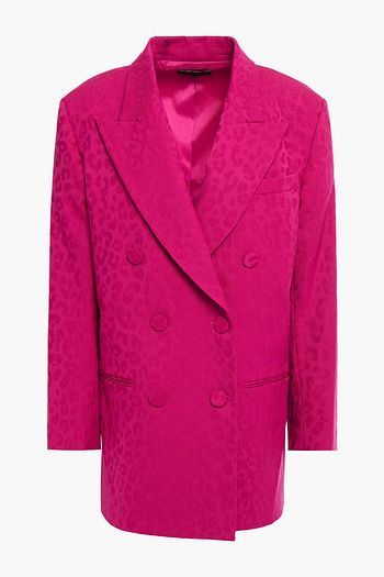 DUNDAS Double-breasted leopard-print wool-blend jacquard blazer