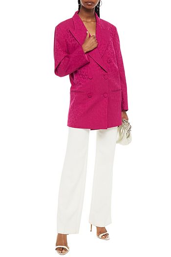 DUNDAS Double-breasted leopard-print wool-blend jacquard blazer