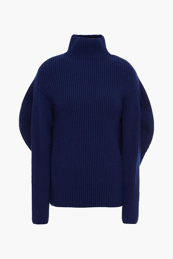 NINA RICCI Ribbed wool and cashmere-blend turtleneck sweater