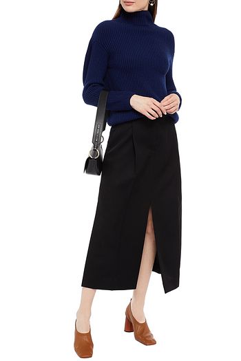 NINA RICCI Ribbed wool and cashmere-blend turtleneck sweater