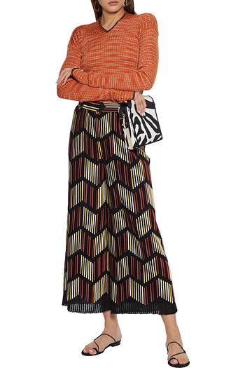 M MISSONI Cropped ribbed-knit wide-leg pants
