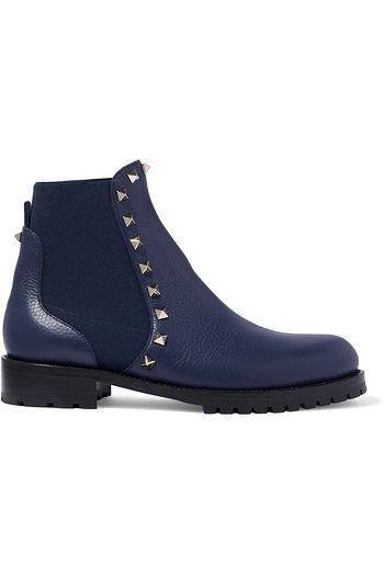 VALENTINO GARAVANI Rockstud pebbled-leather ankle boots