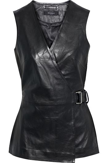 MUUBAA Sofia buckled leather wrap top