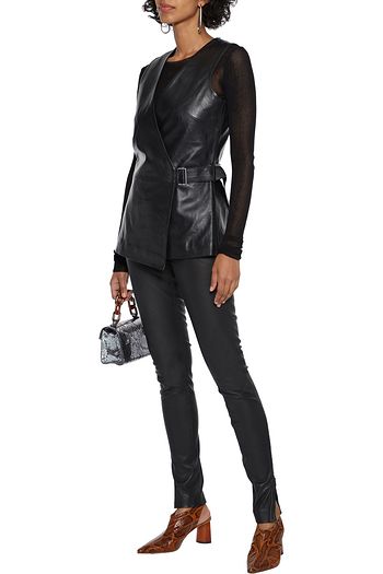 MUUBAA Sofia buckled leather wrap top