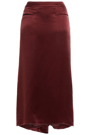 REJINA PYO Mini ruched hammered silk-satin midi skirt