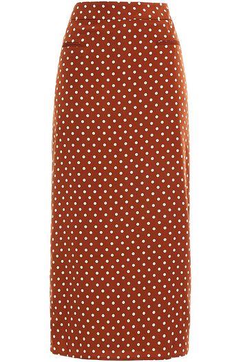 REJINA PYO Mini ruched polka-dot crepe de chine midi skirt