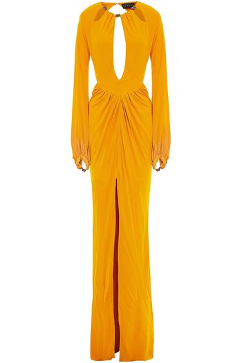 DUNDAS Open-back cutout embellished stretch-jersey gown
