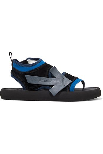 OFF-WHITE™ Surf Slider appliquéd neoprene-trimmed suede and leather sandals