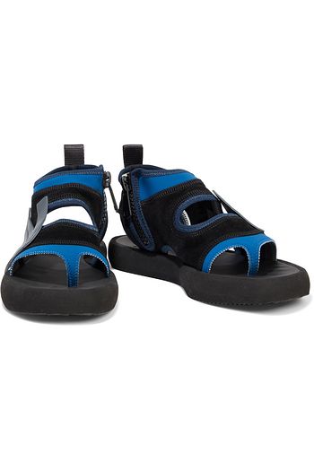 OFF-WHITE™ Surf Slider appliquéd neoprene-trimmed suede and leather sandals