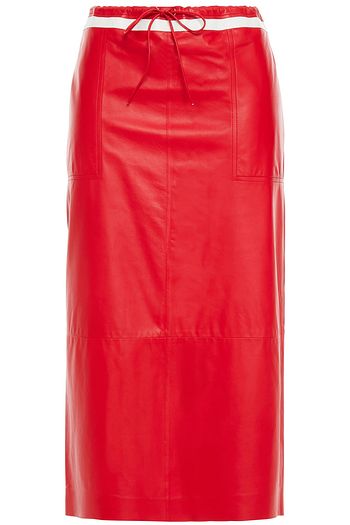 VALENTINO Leather midi pencil skirt
