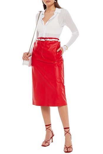 VALENTINO Leather midi pencil skirt