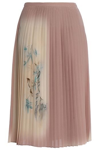 VALENTINO Pleated printed silk crepe de chine skirt
