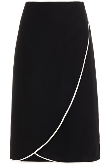 VALENTINO Wrap-effect two-tone silk-crepe skirt