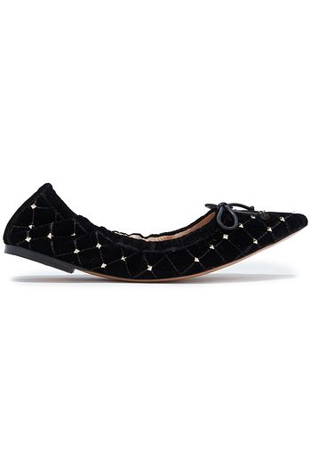 VALENTINO GARAVANI Rockstud Spike quilted velvet point-toe flats