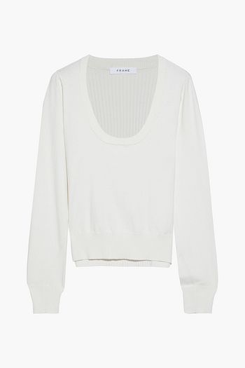 FRAME Paneled ribbed-knit sweater