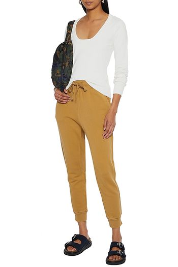 FRAME Paneled ribbed-knit sweater