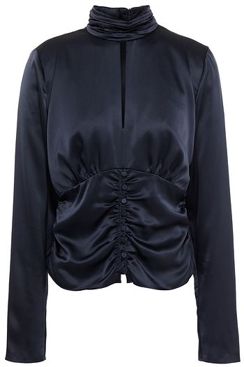 FRAME Felicity ruched stretch-silk satin blouse