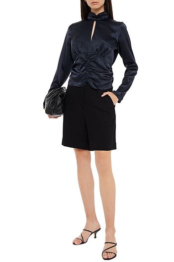 FRAME Felicity ruched stretch-silk satin blouse