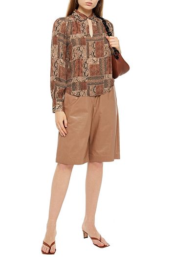 FRAME Snake-print silk crepe de chine blouse