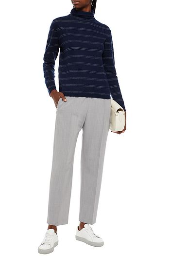 VINCE. Striped cashmere turtleneck sweater
