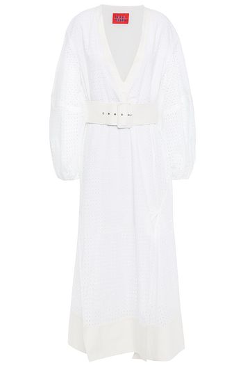 SOLACE LONDON Cora belted broderie anglaise cotton midi dress