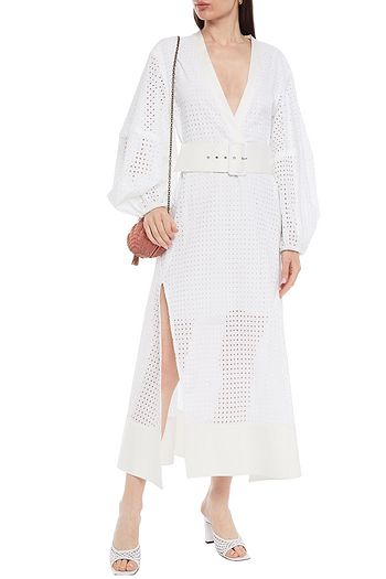 SOLACE LONDON Cora belted broderie anglaise cotton midi dress