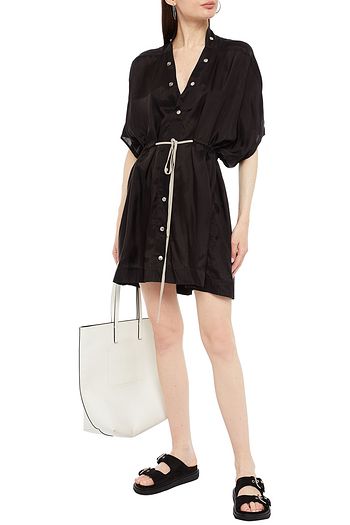 RICK OWENS Gathered cupro mini dress