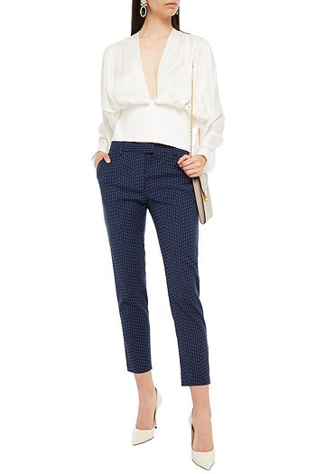 ALTUZARRA Cropped pinstriped jacquard slim-leg pants