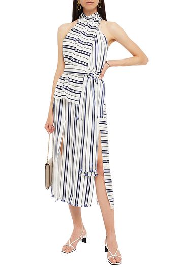 ALTUZARRA Belted striped jacquard midi dress